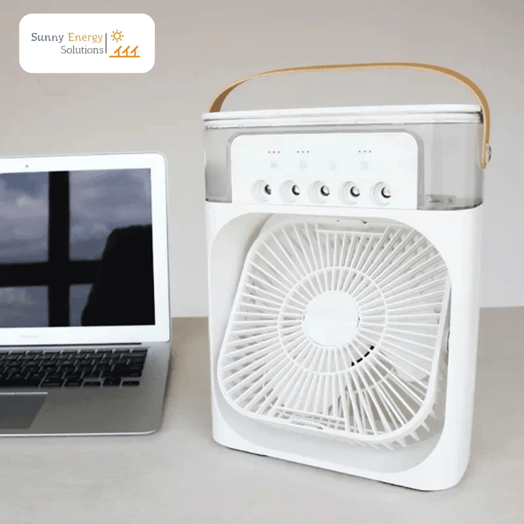 Sunny Energy Solution PORTABLE AIR CONDITIONER with DC FAN  🌬️💧— Creates a refreshing mist and doubles as a humidifier, keeping your environment cool and comfortable wherever you go.