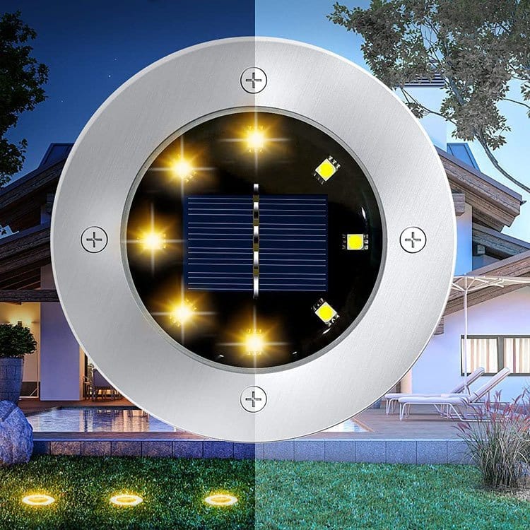 Sunny Energy Solution Enhance Your Garden with Solar Ground Lights - Eco-Friendly and Easy to Install 4 in a Box